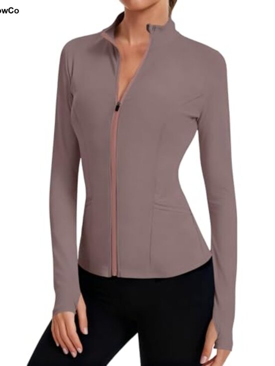 Other - LOMON Women's Athletic Cropped Zip Up Jacket Thumbholes Workout Yoga